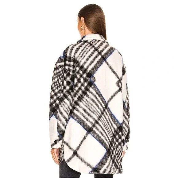 ANINE BING Oakley oversized checked brushed Shirt Jacket size S - Picture 2 of 6